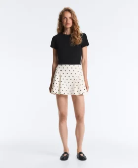 Short Piqué Skirt with Cotton Polka Dots Short Piqué Skirt with Cotton Polka Dots