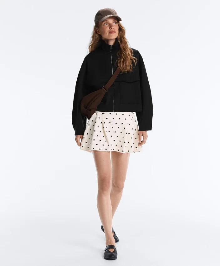 Short Piqué Skirt with Cotton Polka Dots Short Piqué Skirt with Cotton Polka Dots