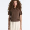 Short Sleeve Openwork Knit Polo Shirt Short Sleeve Openwork Knit Polo Shirt
