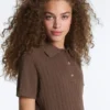 Short Sleeve Openwork Knit Polo Shirt Short Sleeve Openwork Knit Polo Shirt