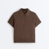 Short Sleeve Openwork Knit Polo Shirt Short Sleeve Openwork Knit Polo Shirt
