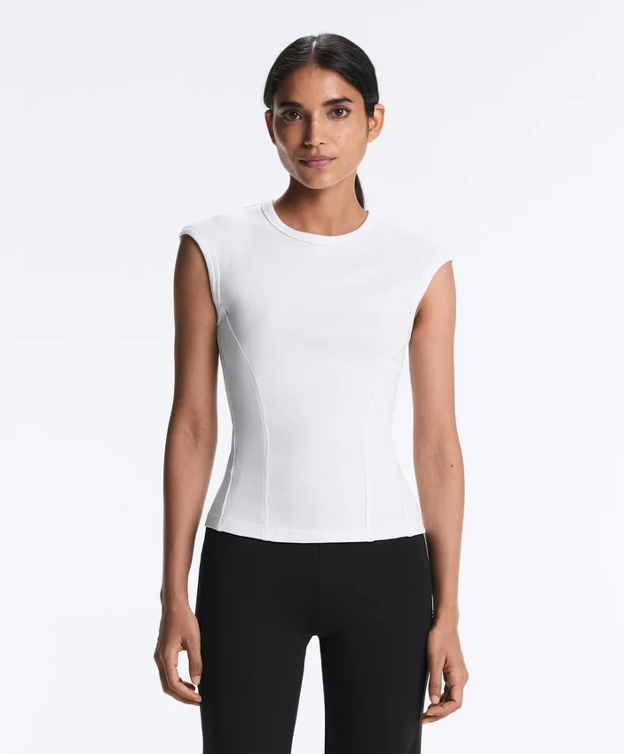 Short-Sleeved Rib Top with Cotton and Modal Short-Sleeved Rib Top with Cotton and Modal