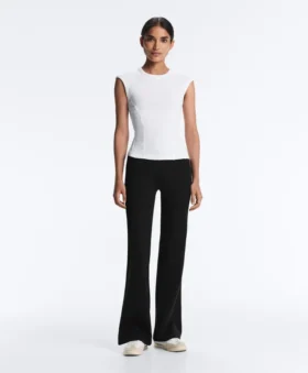 Short-Sleeved Rib Top with Cotton and Modal