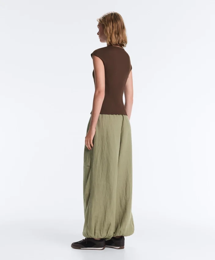 Short-Sleeved Rib Top with Cotton and Modal Short-Sleeved Rib Top with Cotton and Modal