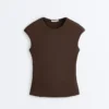 Short-Sleeved Rib Top with Cotton and Modal Short-Sleeved Rib Top with Cotton and Modal