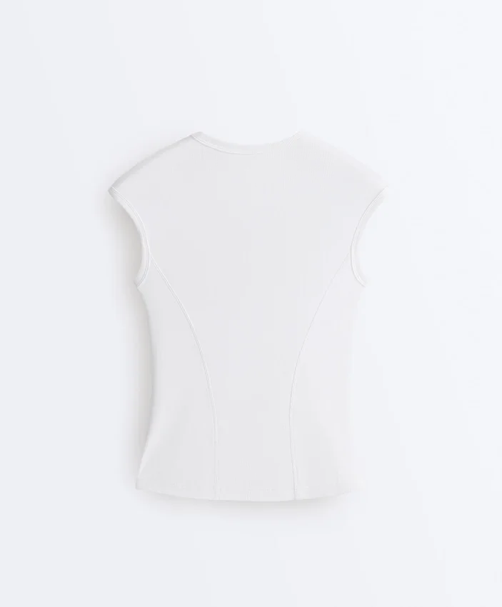 Short-Sleeved Rib Top with Cotton and Modal Short-Sleeved Rib Top with Cotton and Modal