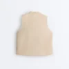 Sleeveless 100% Linen Stand-Up Collar Shirt with Buttons Sleeveless 100% Linen Stand-Up Collar Shirt with Buttons