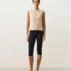 Sleeveless 100% Linen Stand-Up Collar Shirt with Buttons Sleeveless 100% Linen Stand-Up Collar Shirt with Buttons