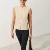 Sleeveless 100% Linen Stand-Up Collar Shirt with Buttons Sleeveless 100% Linen Stand-Up Collar Shirt with Buttons