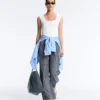 Sleeveless Rib T-Shirt with Cotton and Modal Buttons Sleeveless Rib T-Shirt with Cotton and Modal Buttons