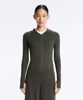 Slim Fit Knit Jacket with Hood
