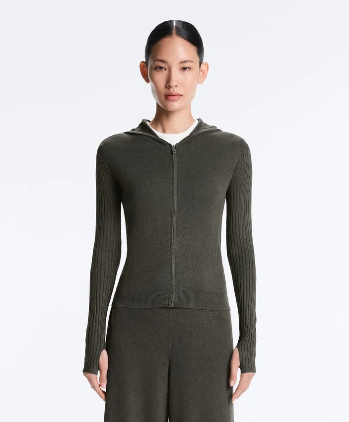 Slim Fit Knit Jacket with Hood Slim Fit Knit Jacket with Hood