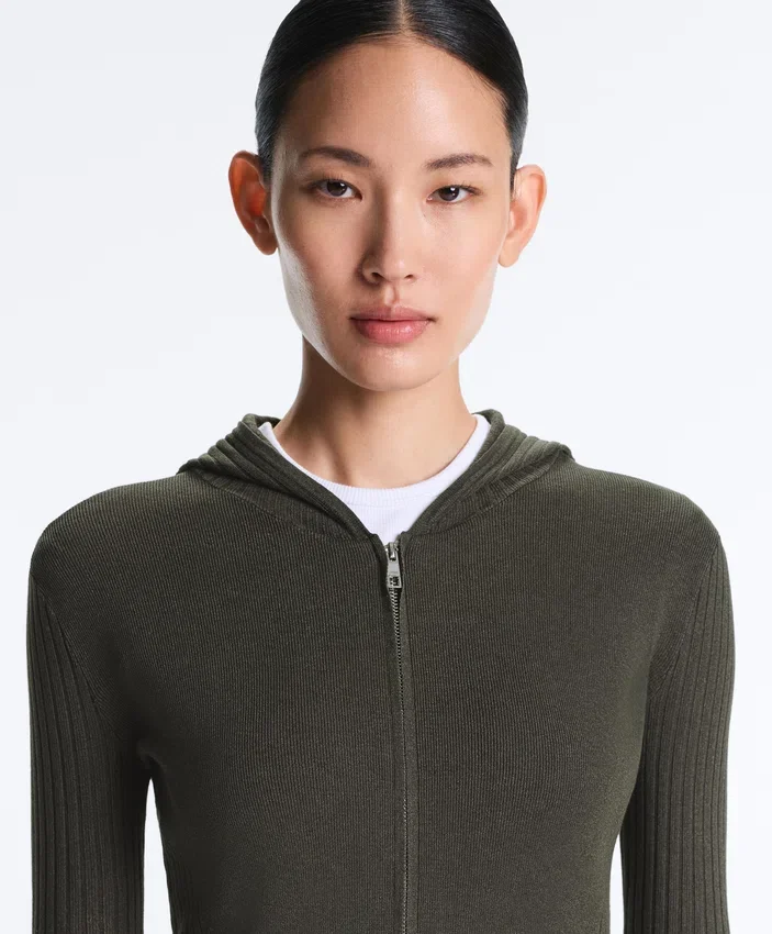 Slim Fit Knit Jacket with Hood Slim Fit Knit Jacket with Hood