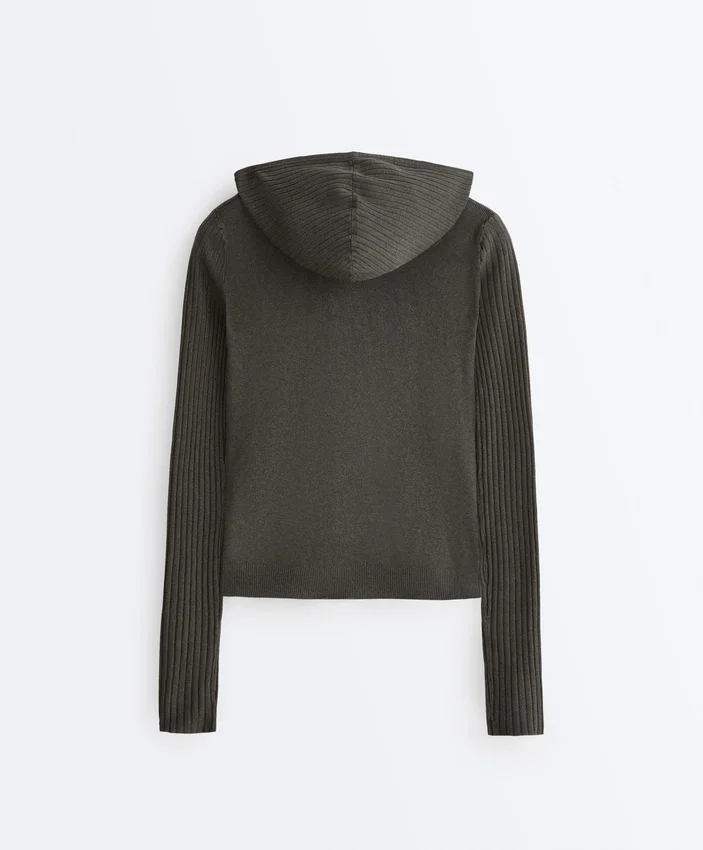 Slim Fit Knit Jacket with Hood Slim Fit Knit Jacket with Hood