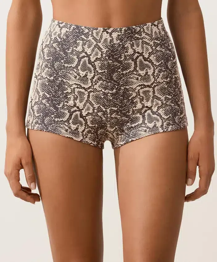 Snake Print High Rise Bikini Shorts Snake Print High Rise Bikini Shorts