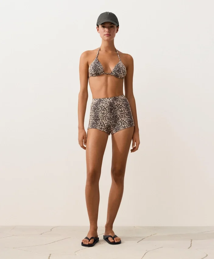 Snake Print High Rise Bikini Shorts Snake Print High Rise Bikini Shorts