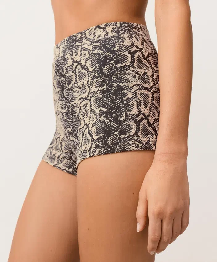 Snake Print High Rise Bikini Shorts Snake Print High Rise Bikini Shorts