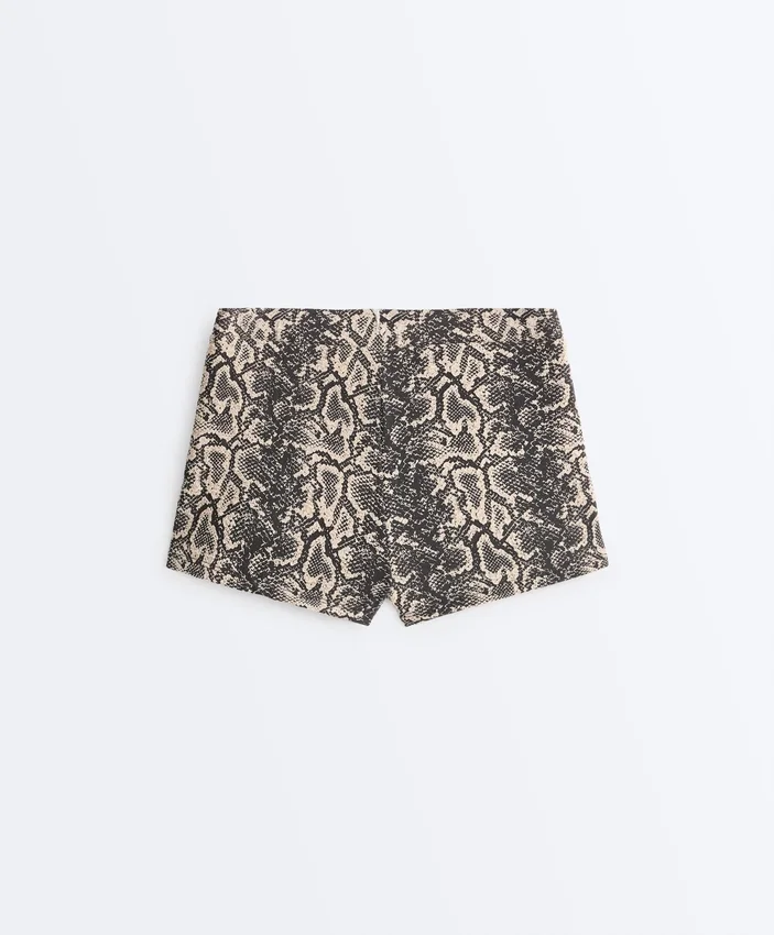 Snake Print High Rise Bikini Shorts Snake Print High Rise Bikini Shorts