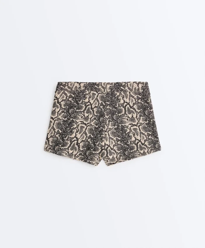 Snake Print High Rise Bikini Shorts Snake Print High Rise Bikini Shorts