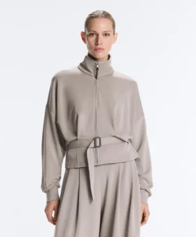 Soft-Touch Corset Belt Jacket with Modal