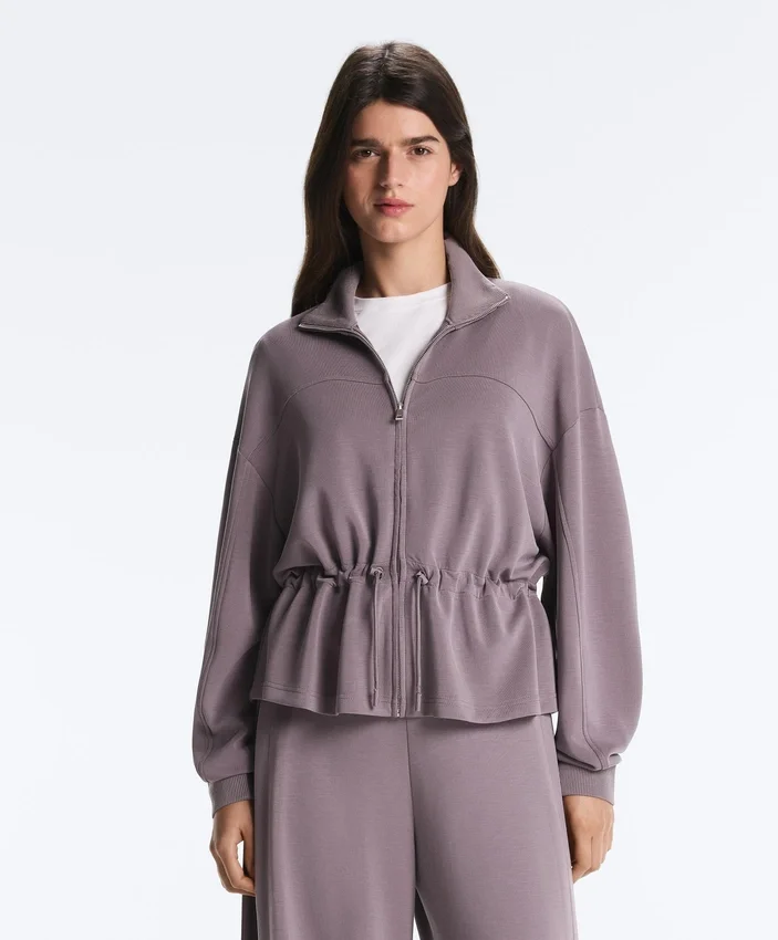 Soft-Touch Modal Jacket with Adjustable Waist and High Collar Soft-Touch Modal Jacket with Adjustable Waist and High Collar
