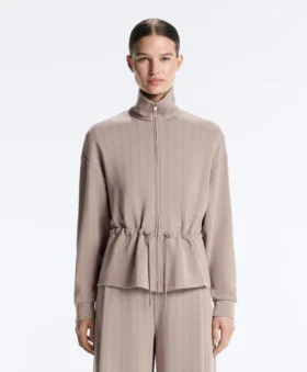 Soft-Touch Modal Jacket with Adjustable Waist and High Collar