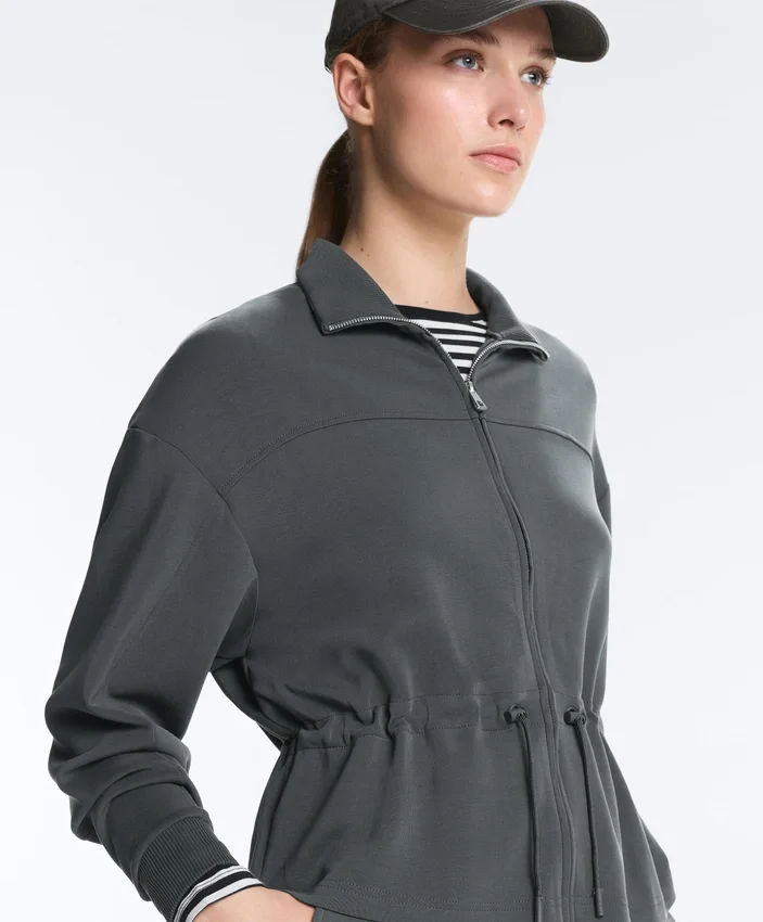 Soft-Touch Modal Jacket with Adjustable Waist and High Collar Soft-Touch Modal Jacket with Adjustable Waist and High Collar