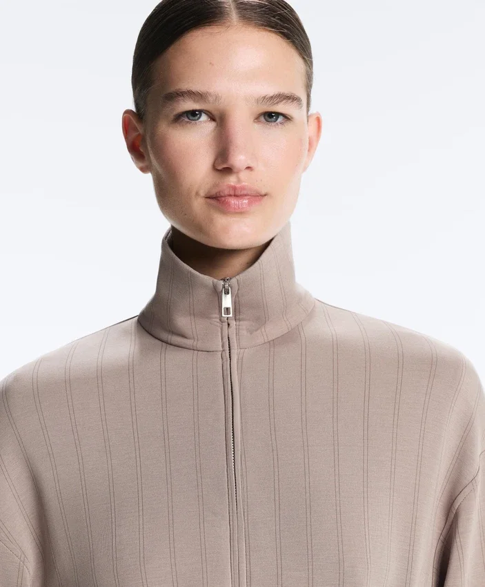 Soft-Touch Modal Jacket with Adjustable Waist and High Collar Soft-Touch Modal Jacket with Adjustable Waist and High Collar