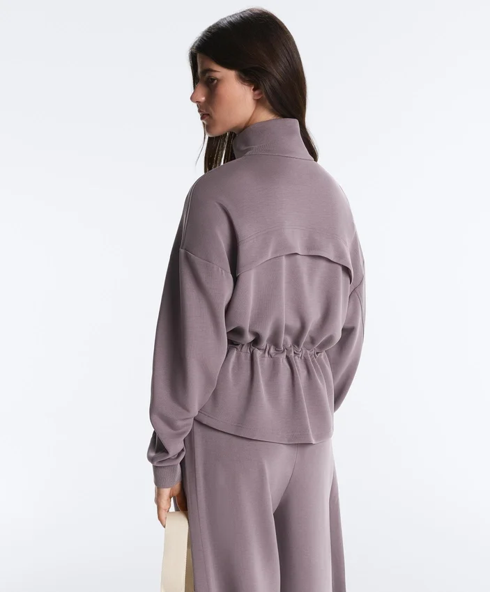 Soft-Touch Modal Jacket with Adjustable Waist and High Collar Soft-Touch Modal Jacket with Adjustable Waist and High Collar