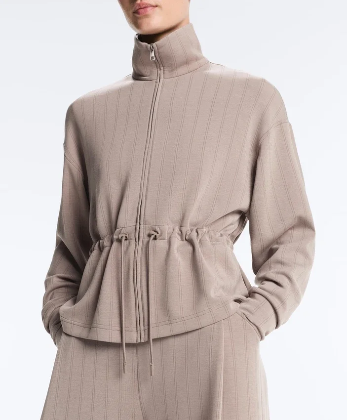 Soft-Touch Modal Jacket with Adjustable Waist and High Collar Soft-Touch Modal Jacket with Adjustable Waist and High Collar