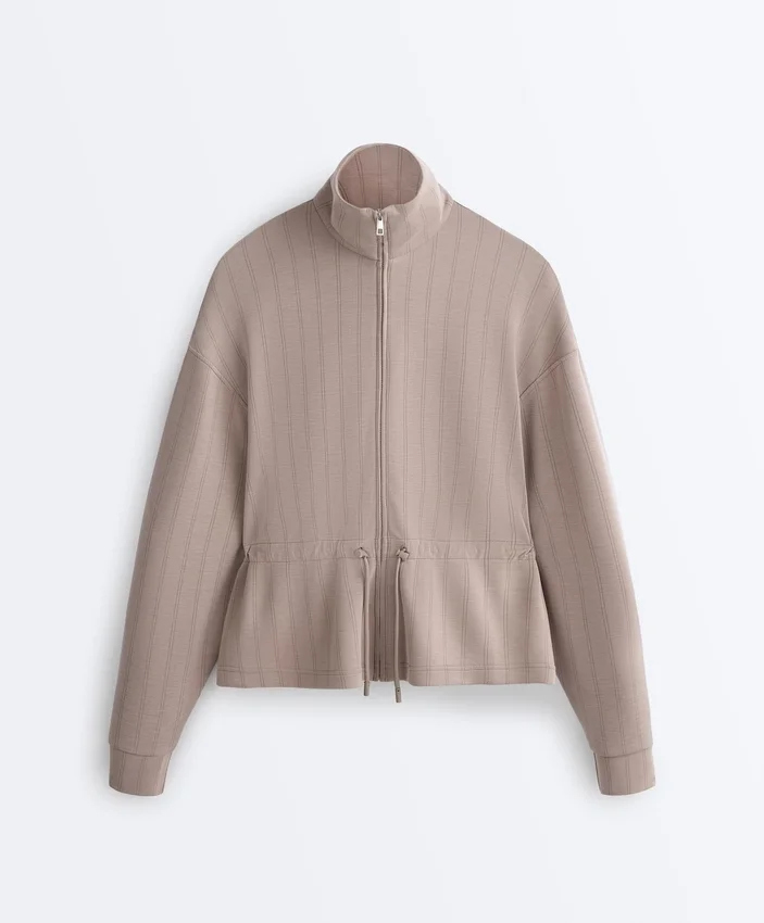 Soft-Touch Modal Jacket with Adjustable Waist and High Collar Soft-Touch Modal Jacket with Adjustable Waist and High Collar