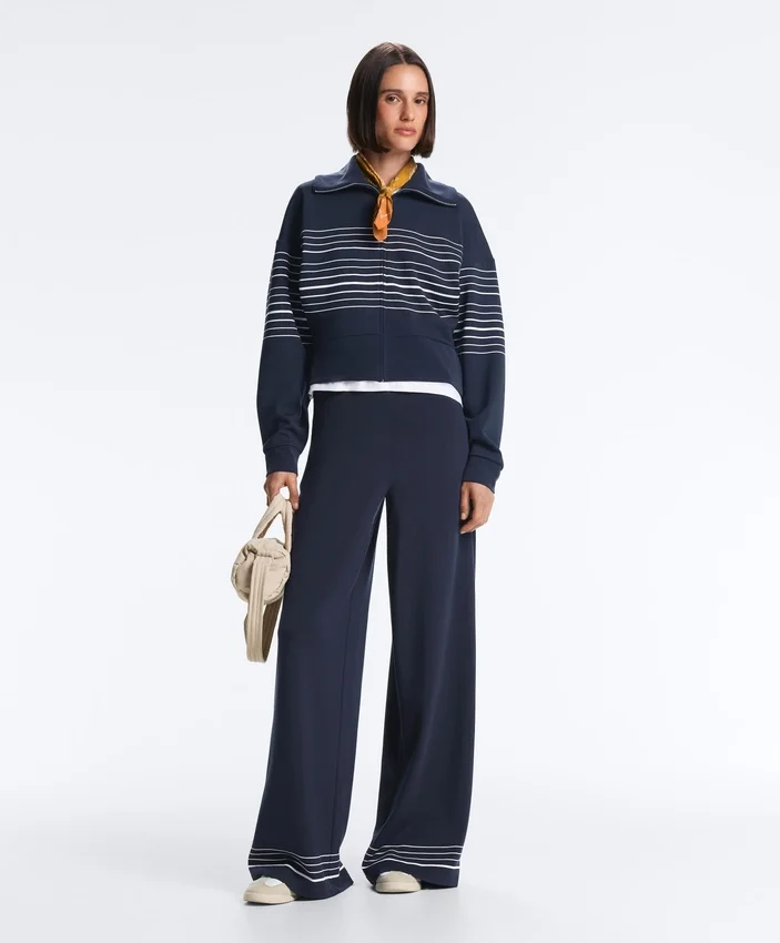 Soft-Touch Modal Trousers with Sailor Stripe Detail Soft-Touch Modal Trousers with Sailor Stripe Detail