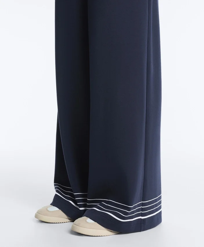Soft-Touch Modal Trousers with Sailor Stripe Detail Soft-Touch Modal Trousers with Sailor Stripe Detail