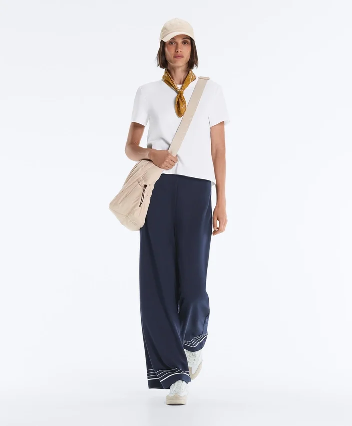 Soft-Touch Modal Trousers with Sailor Stripe Detail Soft-Touch Modal Trousers with Sailor Stripe Detail