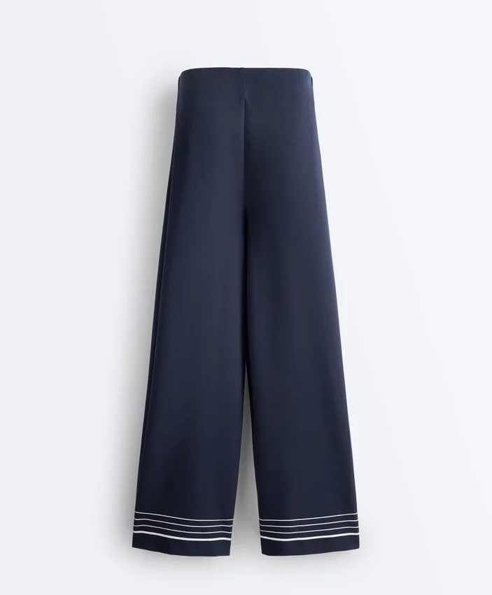 Soft-Touch Modal Trousers with Sailor Stripe Detail Soft-Touch Modal Trousers with Sailor Stripe Detail