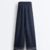 Soft-Touch Modal Trousers with Sailor Stripe Detail Soft-Touch Modal Trousers with Sailor Stripe Detail