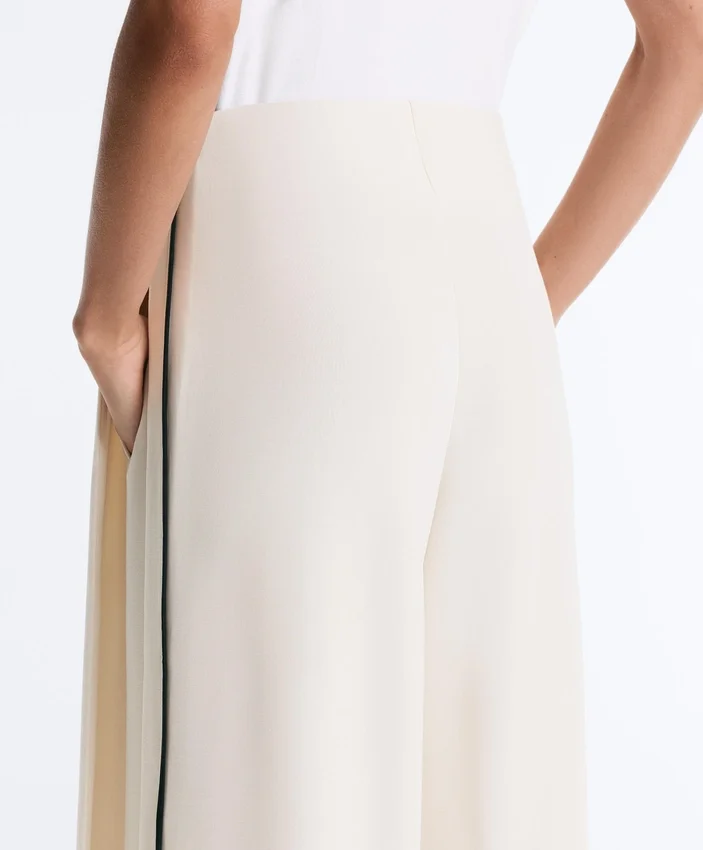Soft-Touch Modal Wide-Leg Trousers with Contrast Piping Soft-Touch Modal Wide-Leg Trousers with Contrast Piping