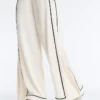 Soft-Touch Modal Wide-Leg Trousers with Contrast Piping Soft-Touch Modal Wide-Leg Trousers with Contrast Piping