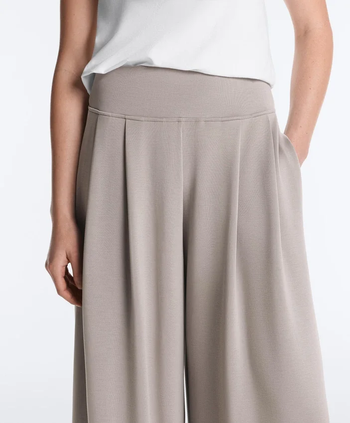 Soft-Touch Modal Wide-Leg Trousers with Corset Detail Soft-Touch Modal Wide-Leg Trousers with Corset Detail