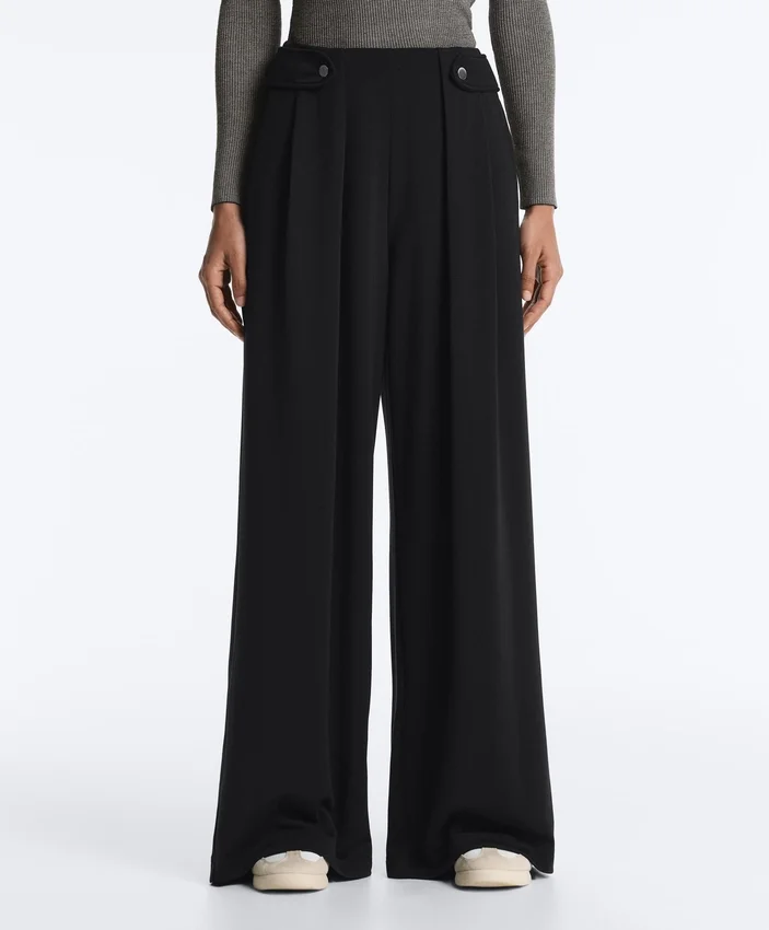 Soft-Touch Modal Wide-Leg Trousers with Pleat Waist Detail Soft-Touch Modal Wide-Leg Trousers with Pleat Waist Detail