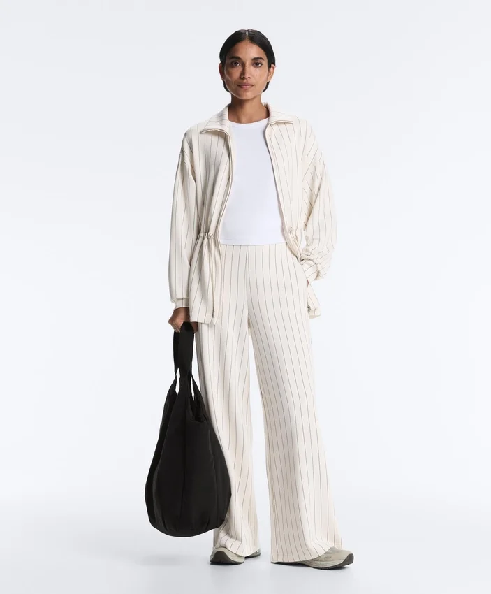 Long Pinstripe Jacket with Adjustable Waist and Soft-Touch Modal Long Pinstripe Jacket with Adjustable Waist and Soft-Touch Modal
