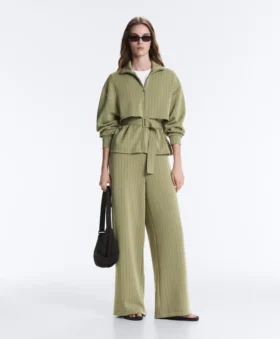 Boxy Cape Jacket with Soft-Touch Modal Pinstripe