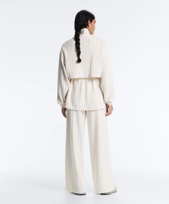 Long Pinstripe Jacket with Adjustable Waist and Soft-Touch Modal Long Pinstripe Jacket with Adjustable Waist and Soft-Touch Modal