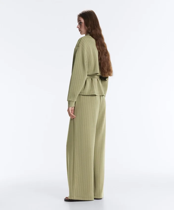 Boxy Cape Jacket with Soft-Touch Modal Pinstripe Boxy Cape Jacket with Soft-Touch Modal Pinstripe