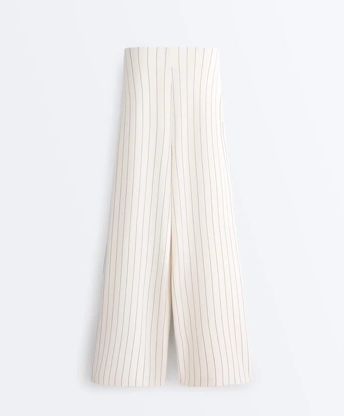 Soft Touch Pinstripe Wide Leg High Rise Trousers Soft Touch Pinstripe Wide Leg High Rise Trousers