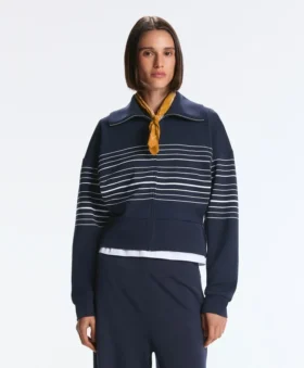 Soft-Touch Striped Sailor Jacket with Modal