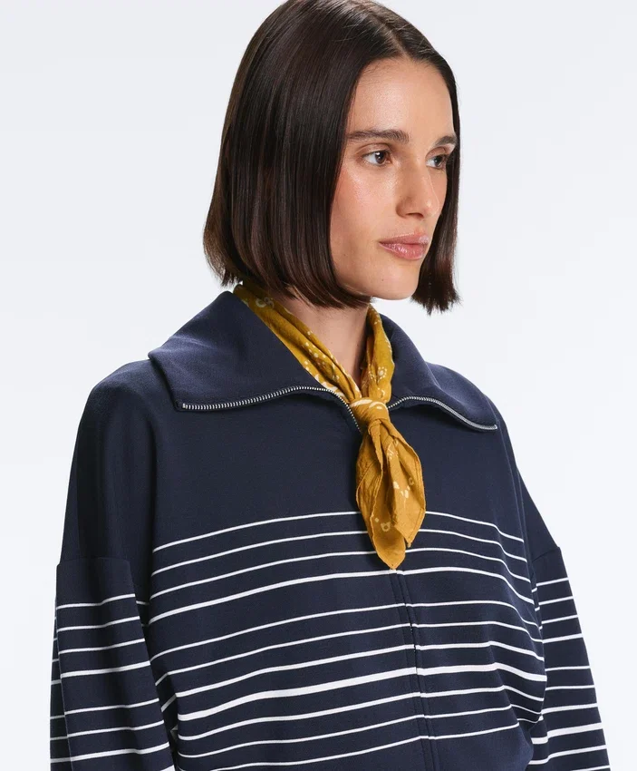Soft-Touch Striped Sailor Jacket with Modal Soft-Touch Striped Sailor Jacket with Modal