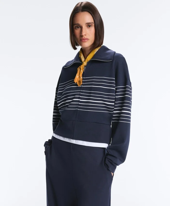 Soft-Touch Striped Sailor Jacket with Modal Soft-Touch Striped Sailor Jacket with Modal