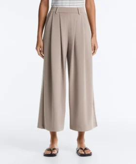 Soft-Touch Wide-Leg Crop Trousers with Modal and Pleats