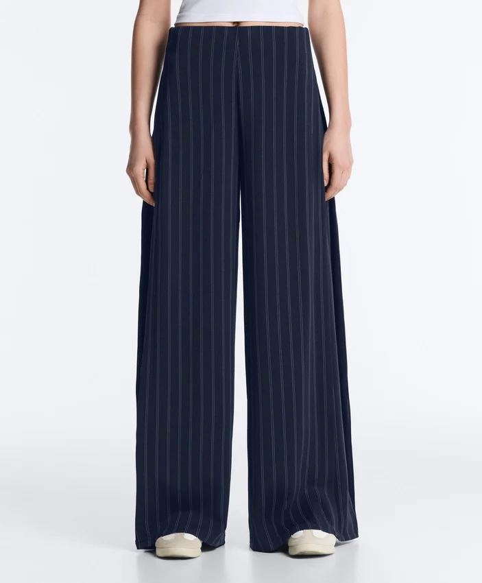Soft-Touch Wide-Leg Trousers with Side Pleat and Modal Soft-Touch Wide-Leg Trousers with Side Pleat and Modal